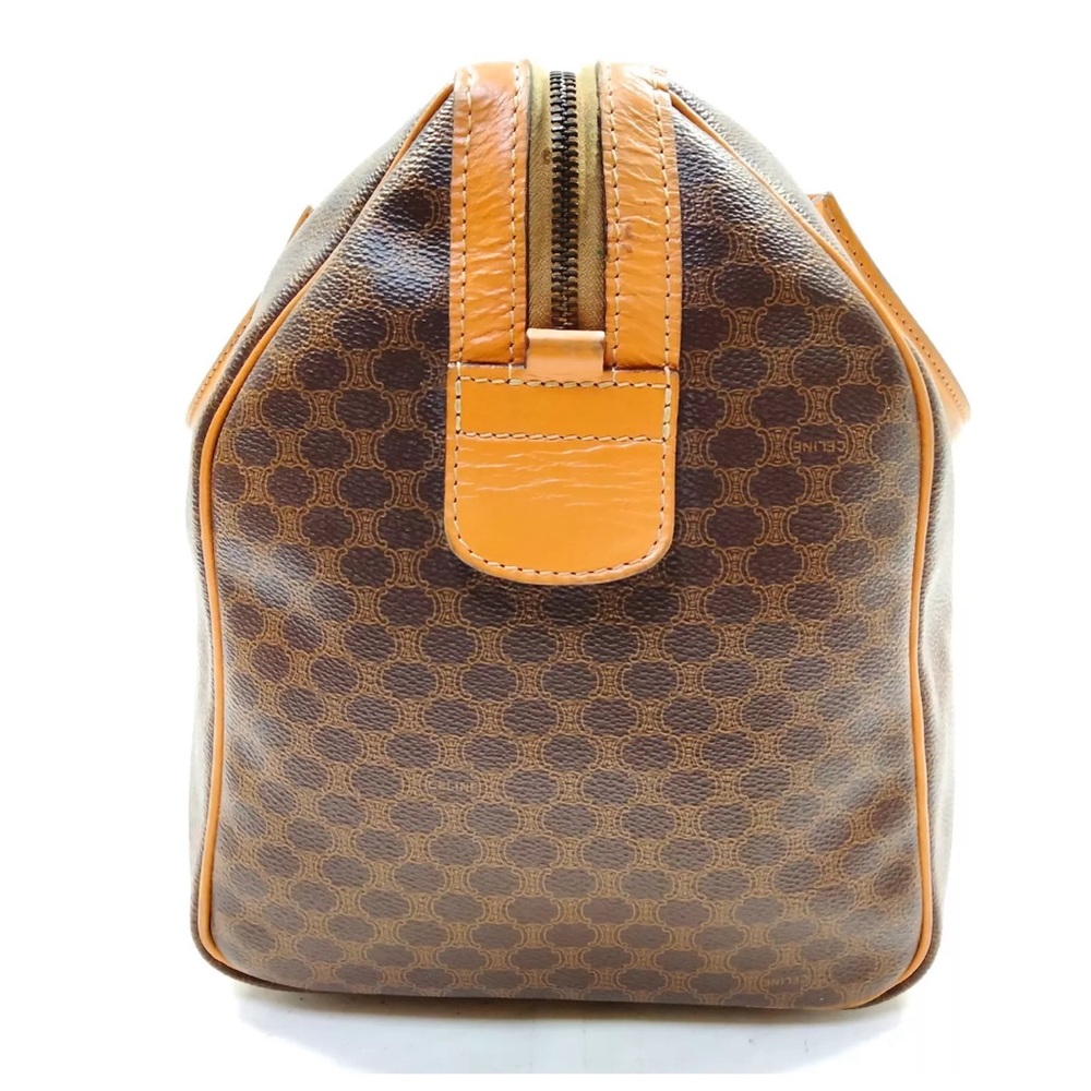 💯AUTH CELINE BOSTON BAG MACADAM PVC/LEATHER BROWN UNISEX - Picture 8 of 10